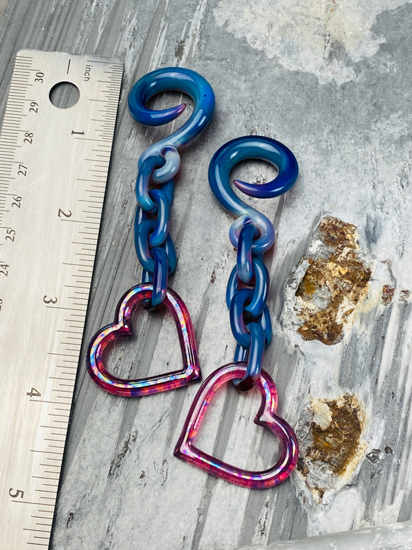 Heart Chain Weights | Peacock Amber & Oil Slick Karmaline Hearts | 10G - 00G