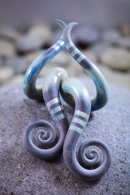 Textured Green Pearl | Mini Drop Spiral Curls | 10G - 0G