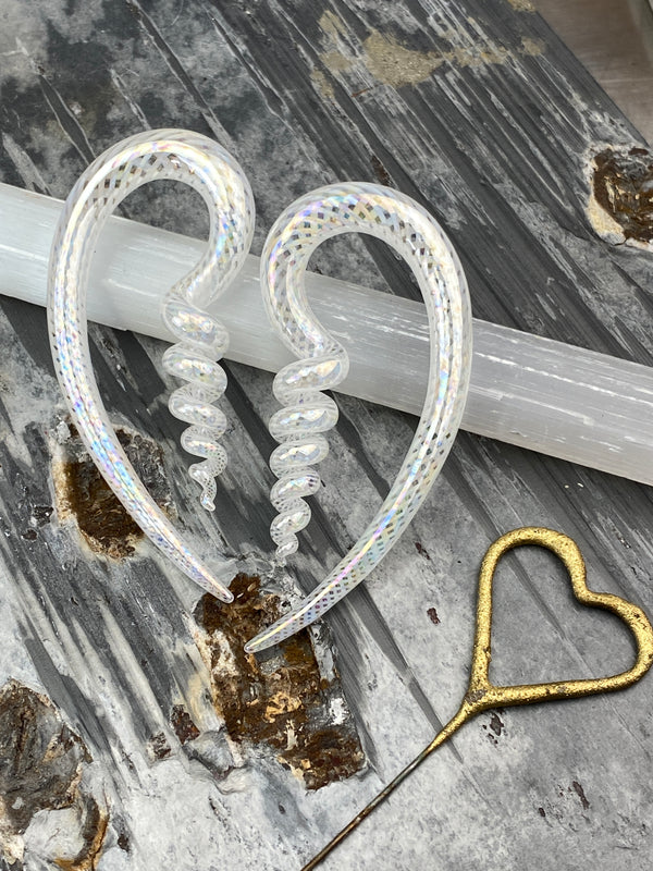 Corkscrew River Talons | Oil Slick White Fishnet | 10G - 1/2”